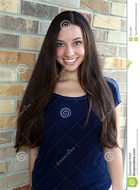 Beautiful Teen Girl With Long Hair Stock Image Image Of Straight