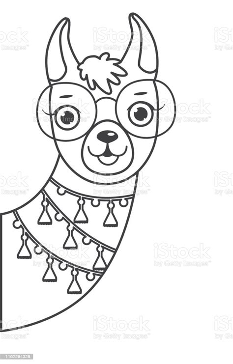 By best coloring pagesaugust 4th 2019. Cute Outline Doodle Llama S Head Hand Drawn Elements Stock ...