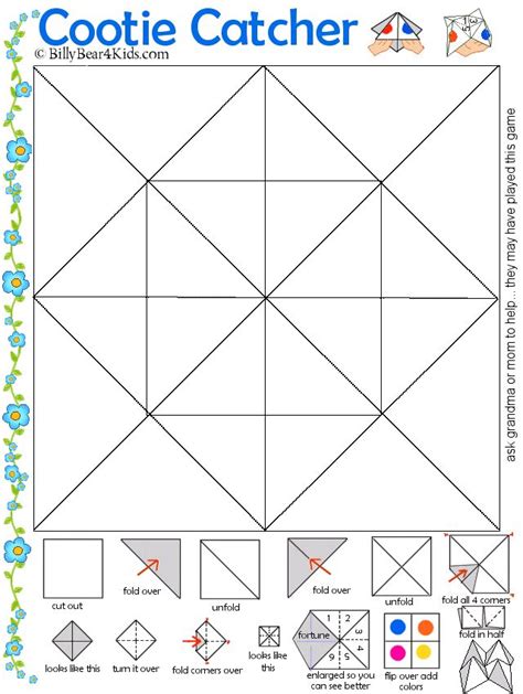 Free Printable Cootie Catcher Template Printable Templates