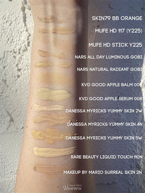 Foundation Swatches For Fair Olive Complexions I Need This Unicorn