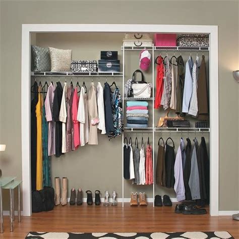 Get the product information and. ClosetMaid 5-ft to 8-ft ShelfTrack Wire Closet Organizer ...