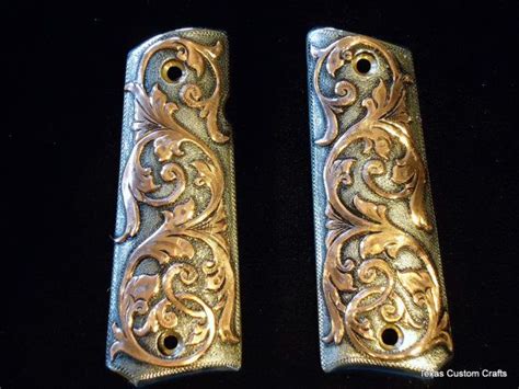 In Stock Hand Engraved 1911 Pistol Grips With Western Floral Copper