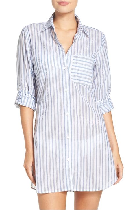 Tommy Bahama Women S Ticking Stripe Cover Up Shirt Best Swim Cover