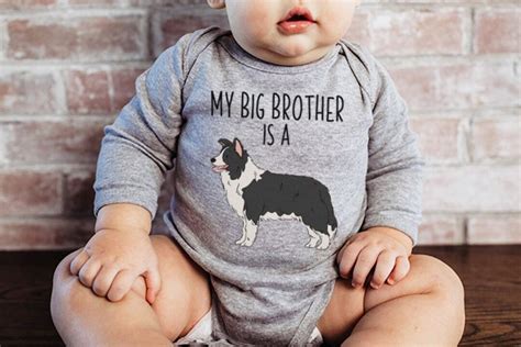 My Big Brother Sister Is A Border Collie Baby Bodysuit Dog Etsy