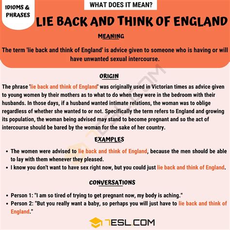 "Lie Back and Think of England" Meaning with Example Sentences • 7ESL