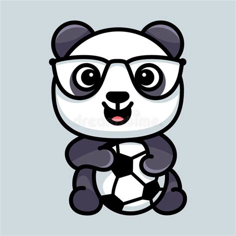 Geek Panda Playing Football Stock Vector Illustration Of Animal