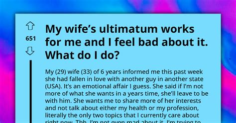 wife gives husband one year ultimatum to improve their relationship or she ll leave him for her