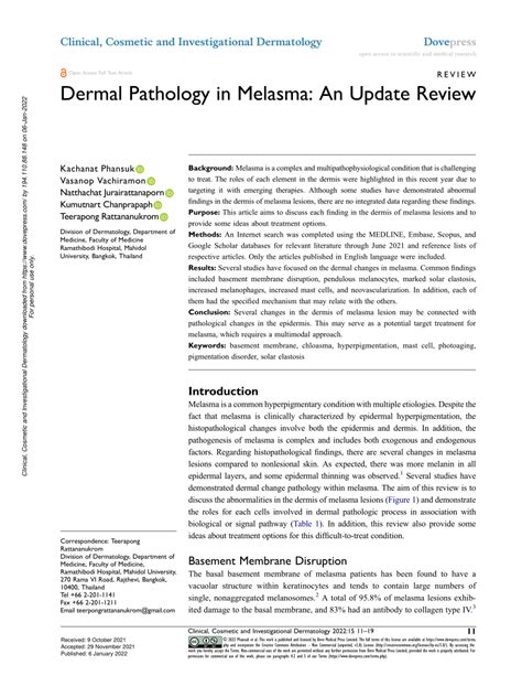 Pdf Dermal Pathology In Melasma An Update Review