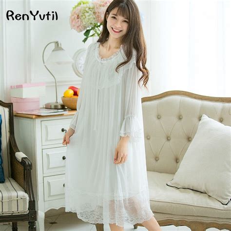 Renyvtil Free Shipping Princess Style Nightgown Chiffon And Modal