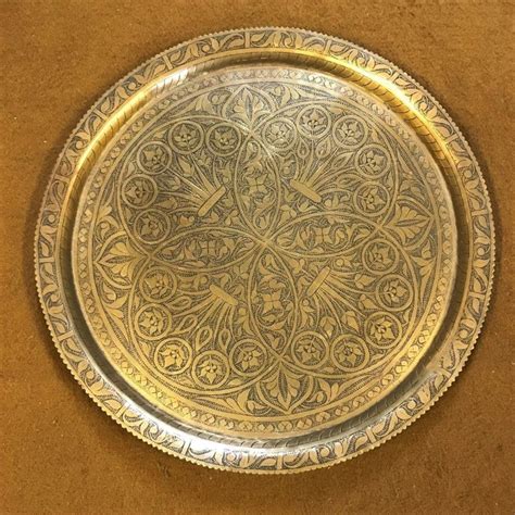 Middle Eastern Circular Engraved Brass Tray Bruce Of Ballater