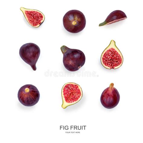 Fig Pattern Ripe Purple Figs Fruits Isolated On White Background