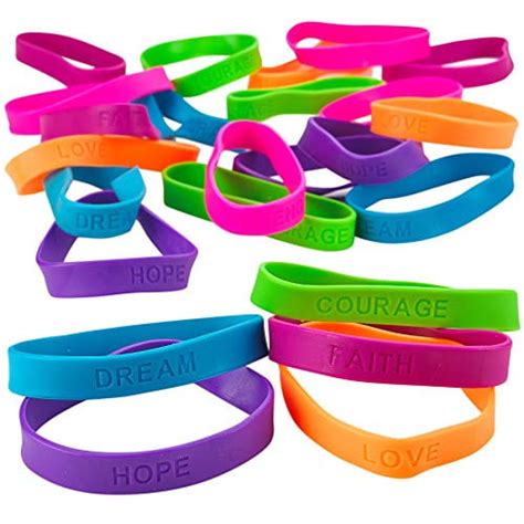Kicko 24 Rubber Bracelets With Sayings 8 Inches Diameter Wristband