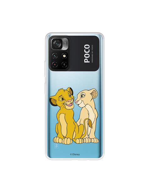 Funda Para Xiaomi Poco M4 Pro 5g Oficial De Disney Simba Y Nala Silueta