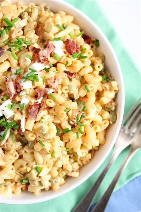 One serving is never enough! Creamy Deviled Egg Pasta Salad with Bacon - Eggs Recipes ...