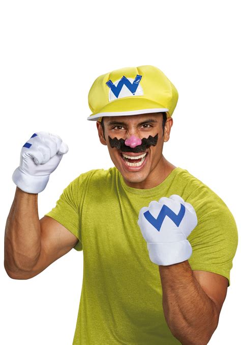 Adult Super Mario Bros Wario Costume Kit Nintendo Accessories