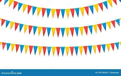 Paper Bunting Party Flags Isolated On White Stock Vector Illustration