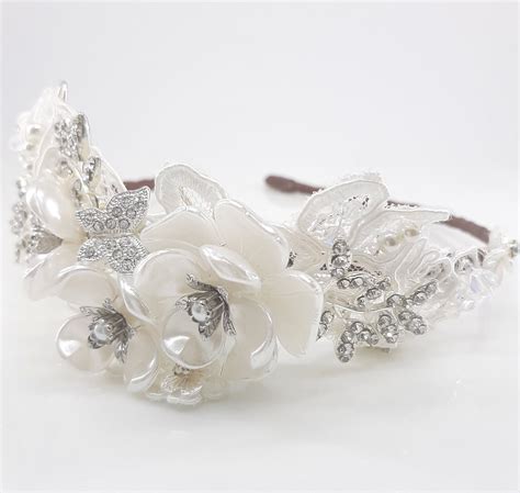 Handmade Stunning Brides Lace Tiara Made With Rhinestones Etsy