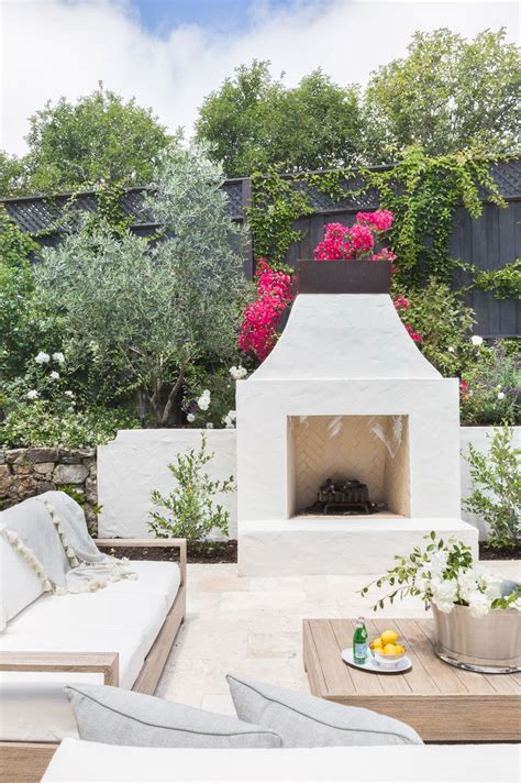 Outdoor Fireplace White Stucco Spanish Revival With Images