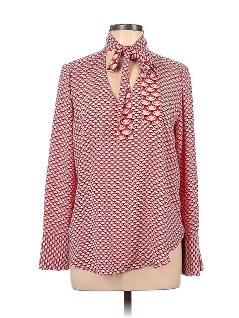 Ann Taylor LOFT 100% Polyester Red Long Sleeve Blouse Size L - 64% off