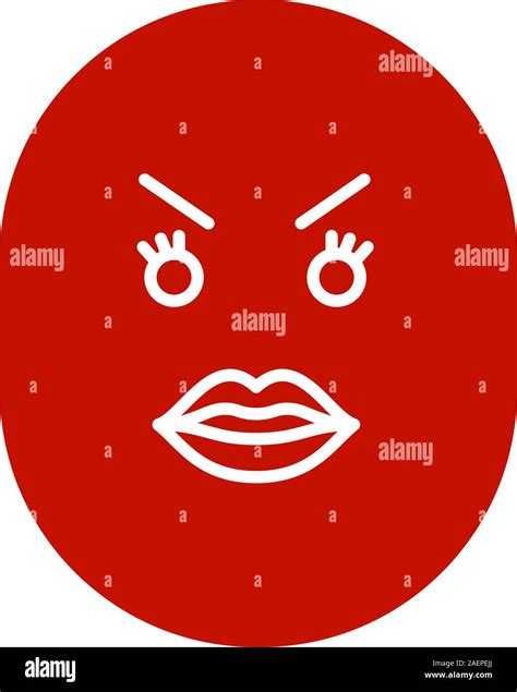Angry Smiley With Female Lips Glyph Icon Bad Mood Silhouette Symbol