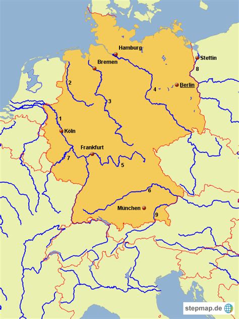 Deutschland Landkarte Flüsse