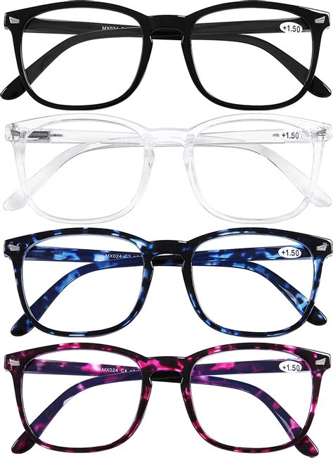 doovic 4 pack reading glasses blue light blocking fashion computer readers for women