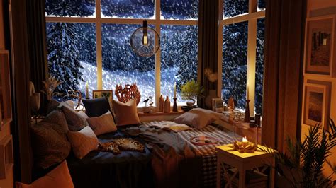 Snowstorm And Howling Wind Cozy Bedroom Ambience Relax Sleep