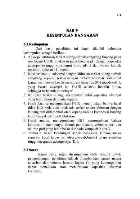 BAB V KESIMPULAN DAN SARAN ITS