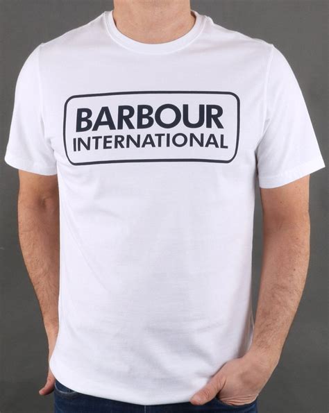 Barbour International Logo T Shirt White 80s Casual Classics