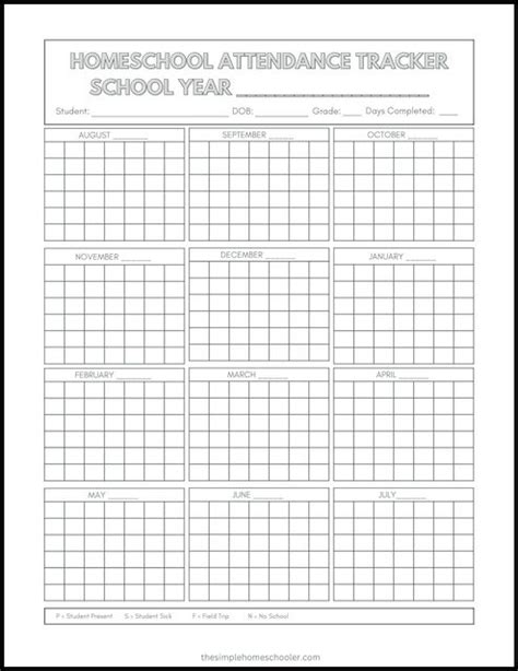 Best Free Printable Homeschool Attendance Sheet The Simple Homeschooler