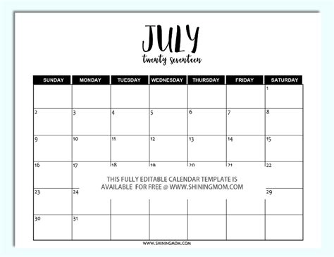 Printable weekly calendars by canva. Free Printable: Fully Editable 2017 Calendar Templates in ...