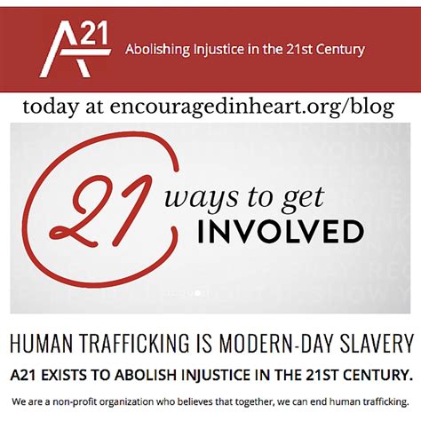 a21 on 21 21 ways to help end human trafficking encouraged in heart