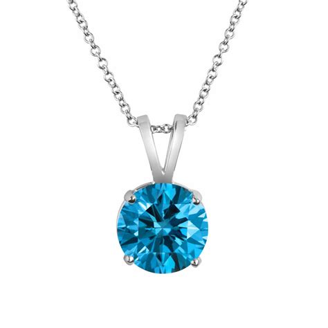 Fancy Blue Diamond Solitaire Pendant Necklace Certified 150 Carat 14k