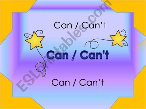 Esl English Powerpoints Can And Can´t