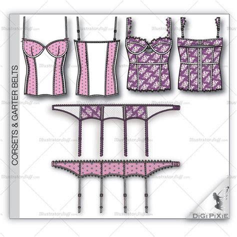 Corsets And Garter Belts Flat Templates Templates For Fashion