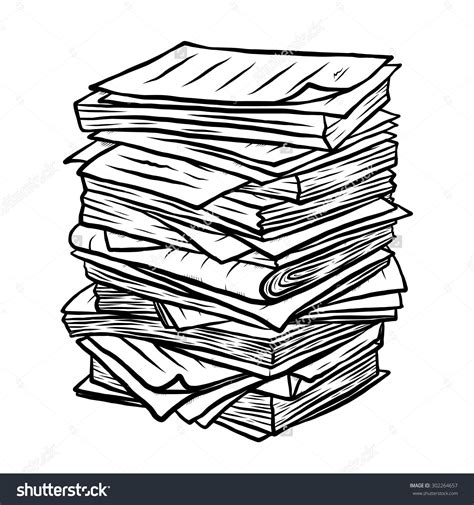 A Stack Of Papers On Top Of Each Other Hand Drawn In Black And White