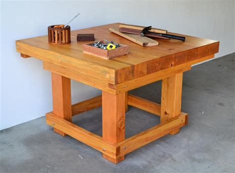 Surfacing reclaimed live edge coffee table by toolstoday. Heavy Duty Wood Workshop Table - Solid Redwood Table
