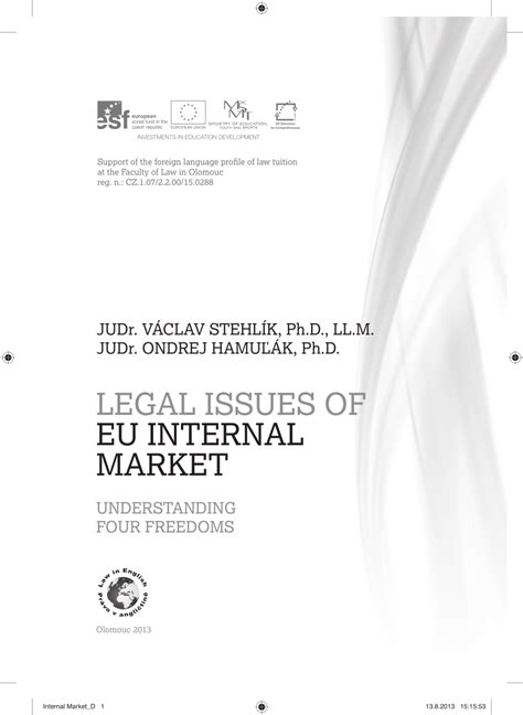 Pdf Legal Issues Of Eu Internal Market Understanding Four Freedoms