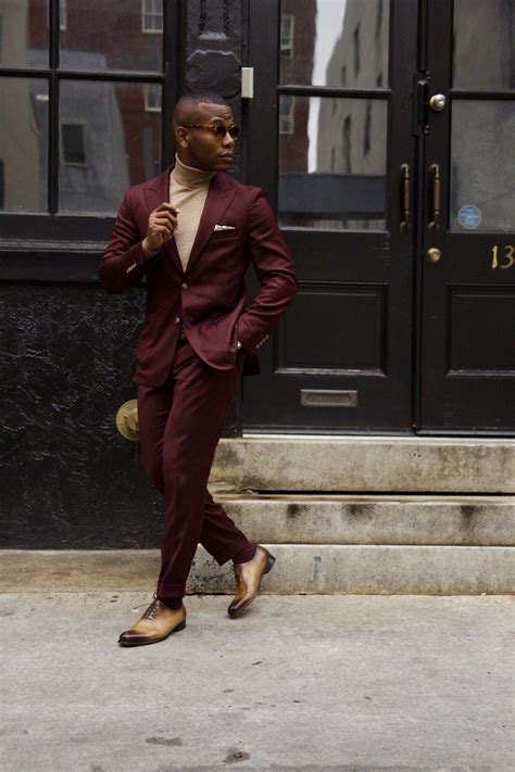 The Tan Turtleneck Takes Sabir Peele S Burgundy Suit To Great Places