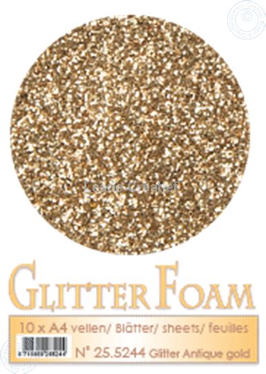 Leane Creatief Uitgeverij Bv Glitter Foam A4 Sheet Antique Gold
