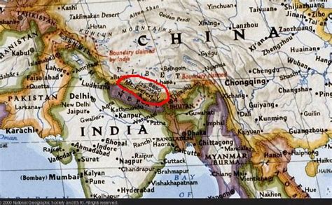 Ubicacion Geografica Del Monte Everest Entre Nepal Y China Mapa De