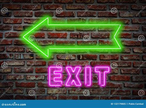 Exit Neon Sign On Wall Stock Illustration Illustration Of Commerce 132179805