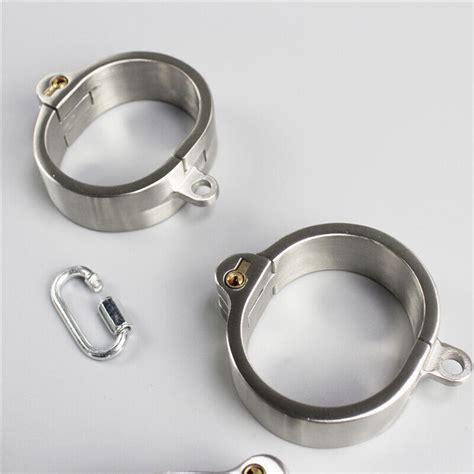 Stainless Steel Collar Wrist Handcuffs Ankle Cuff Shackle Slave Bdsm