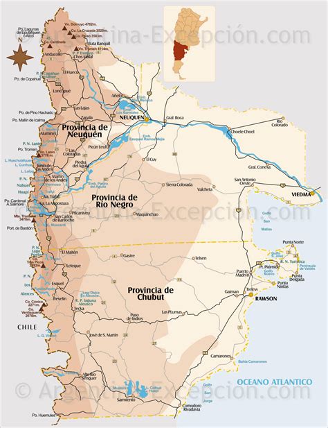 Mapa Patagonia Norte, Argentina