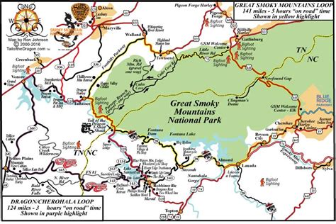 Smoky Mountain Loop Tail Of The Dragon Maps