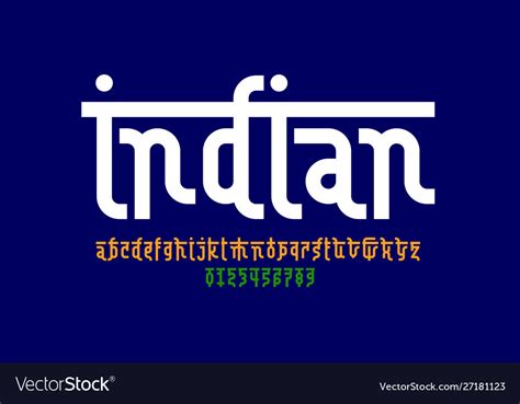 Indian Style Latin Font Design Devanagari Vector Image