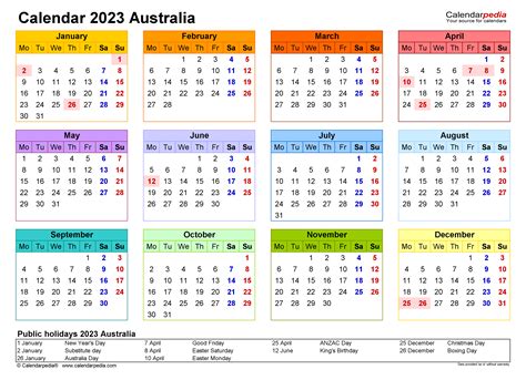 Australia Calendar 2023 Free Printable Pdf Templates