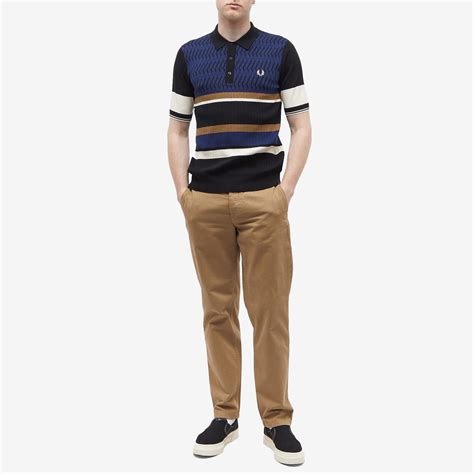 Fred Perry Argyle Panel Knitted Polo French Navy END KR