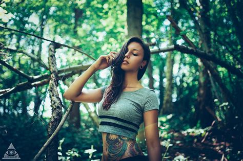 Wallpaper Sunlight Forest Women Model Nature Tattoo Green