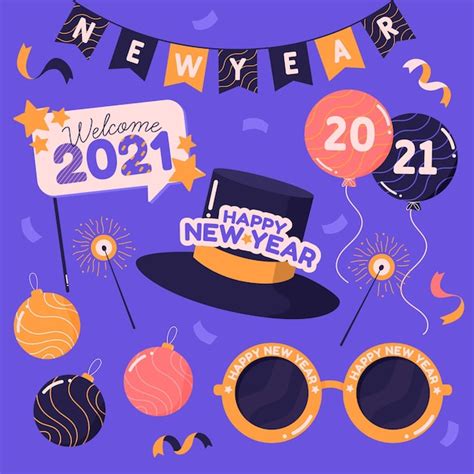 Free Vector Pack Of Drawn New Year Party Elements